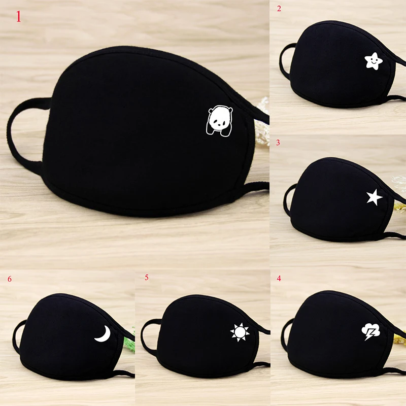 Модная мультистильная аниме маска на рот ветрозащитная мультяшная черная лицо