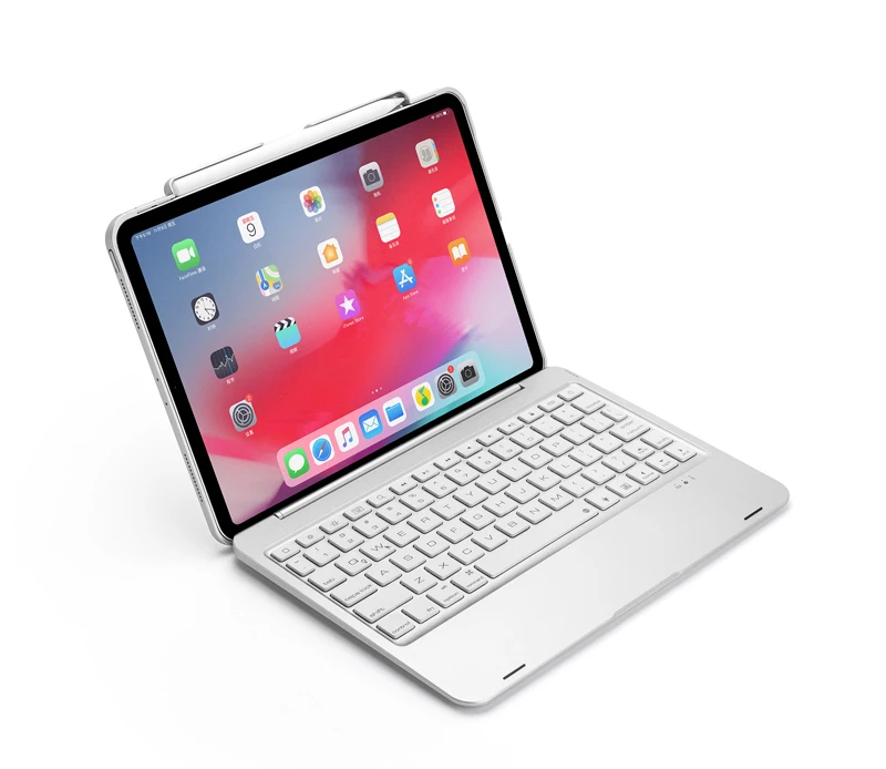 [Новое] Bluetooth клавиатура чехол для Apple iPad Pro 11,", 7-Цвет с подсветкой и жесткий Беспроводной клавиатура с смартфона с держателем для карт