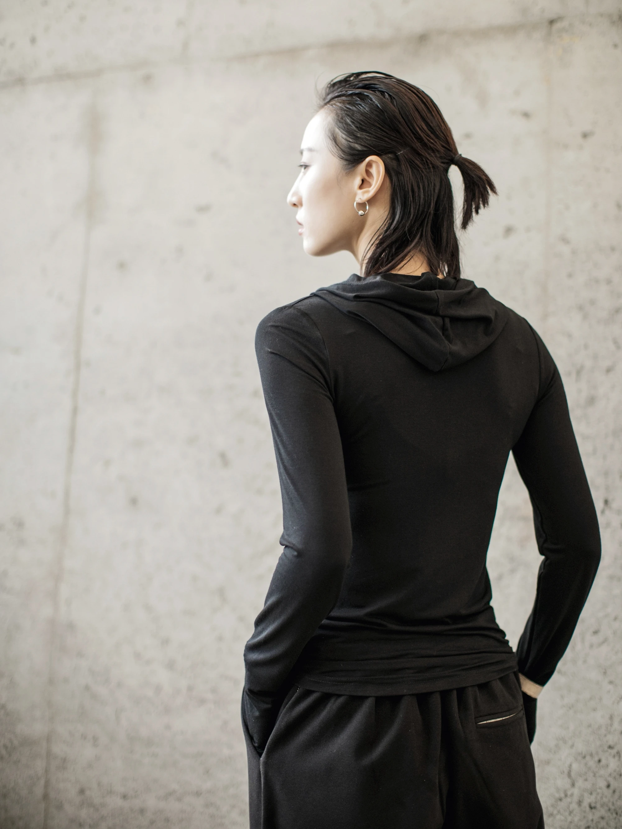 Женский сетчатый пуловер Cakucool черный хлопковый с длинными рукавами и высокой