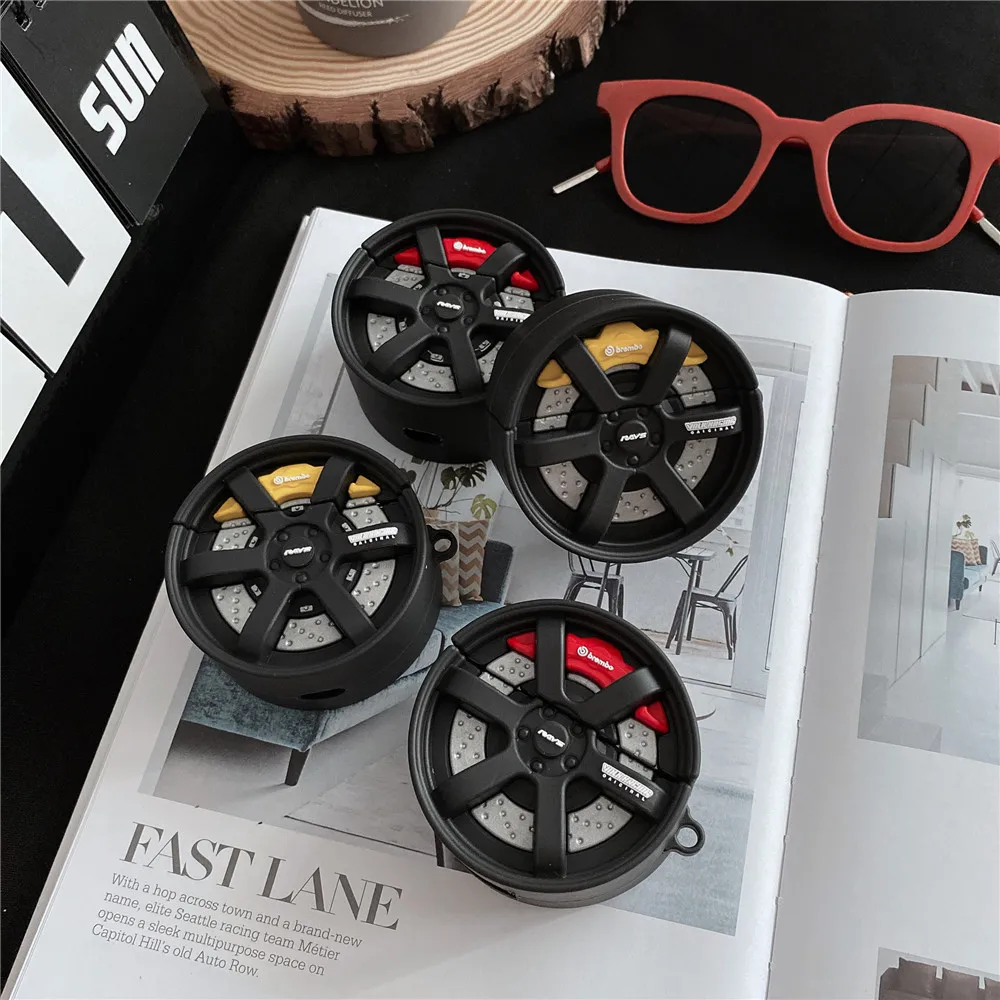Роскошный чехол для беспроводных наушников Supercar tyre Airpods 1 2 Pro box 3D силиконовый |