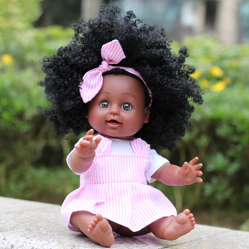 35 см куклы Reborn Toys Bebe из черной кожи мягкие силиконовые локоны для всего тела с