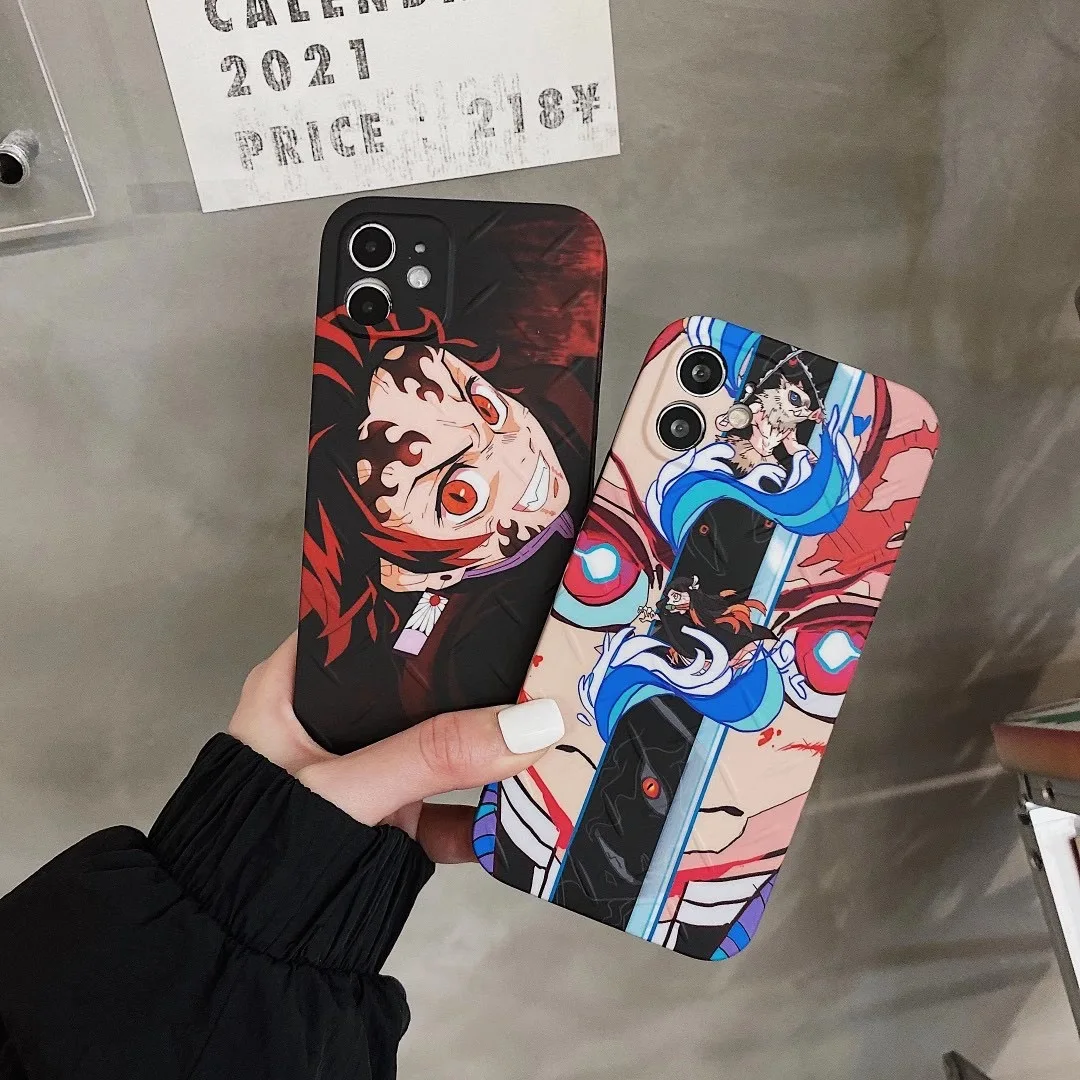 

Cool Japan Anime Kimetsu No Yaiba Soft Phone Case For iPhone 12 11 Pro Max Mini XR XS MAX 8 X 7 6S 6 Plus SE 2020 Back Cover