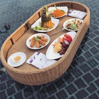 tray nordic fruit storage plate handmade water swimming accessories pool drink cup stand float party beverage mattresses rattan