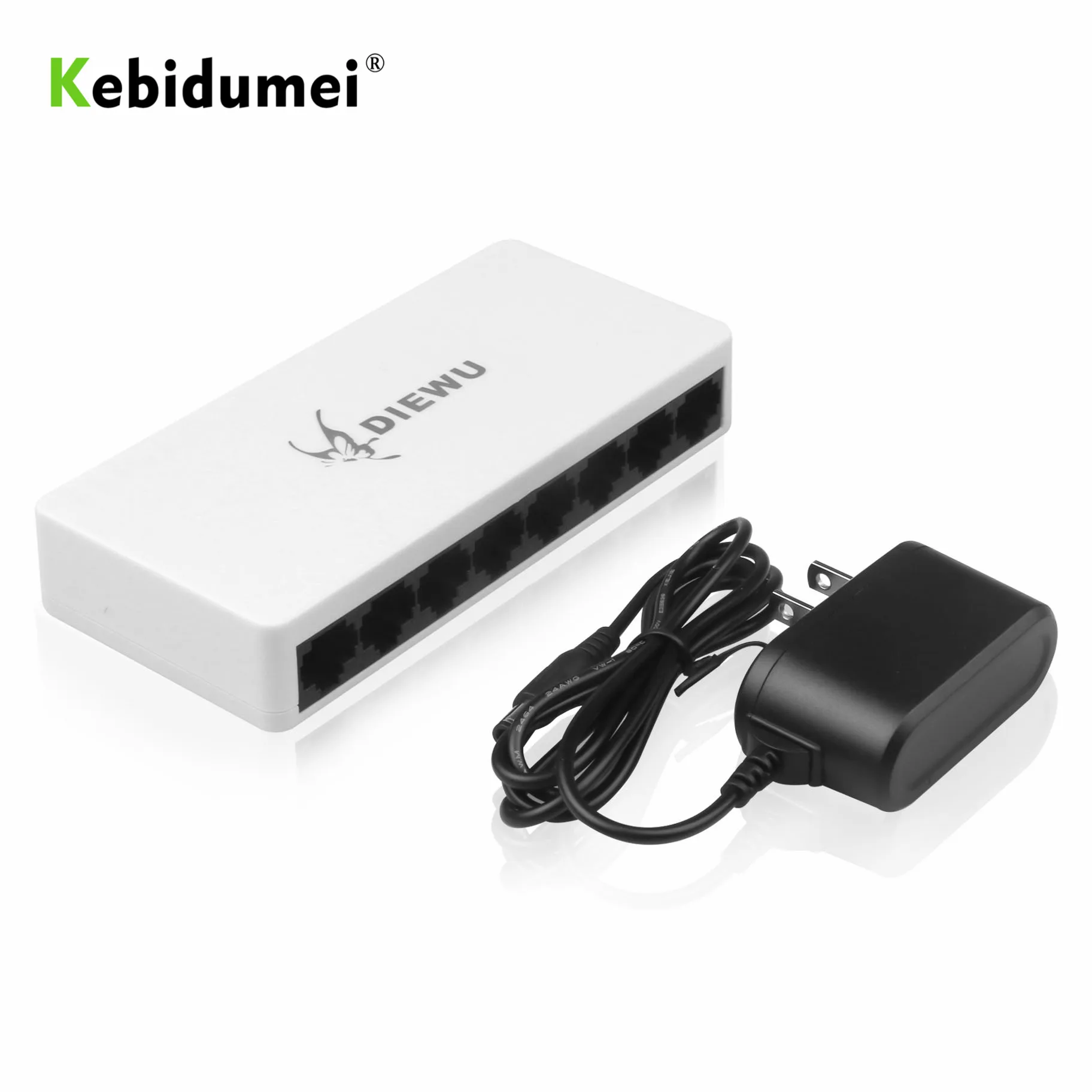 Kebidumei мини 8 портов сетевой коммутатор 10/100 Мбит/с быстрая LAN Ethernet адаптер +