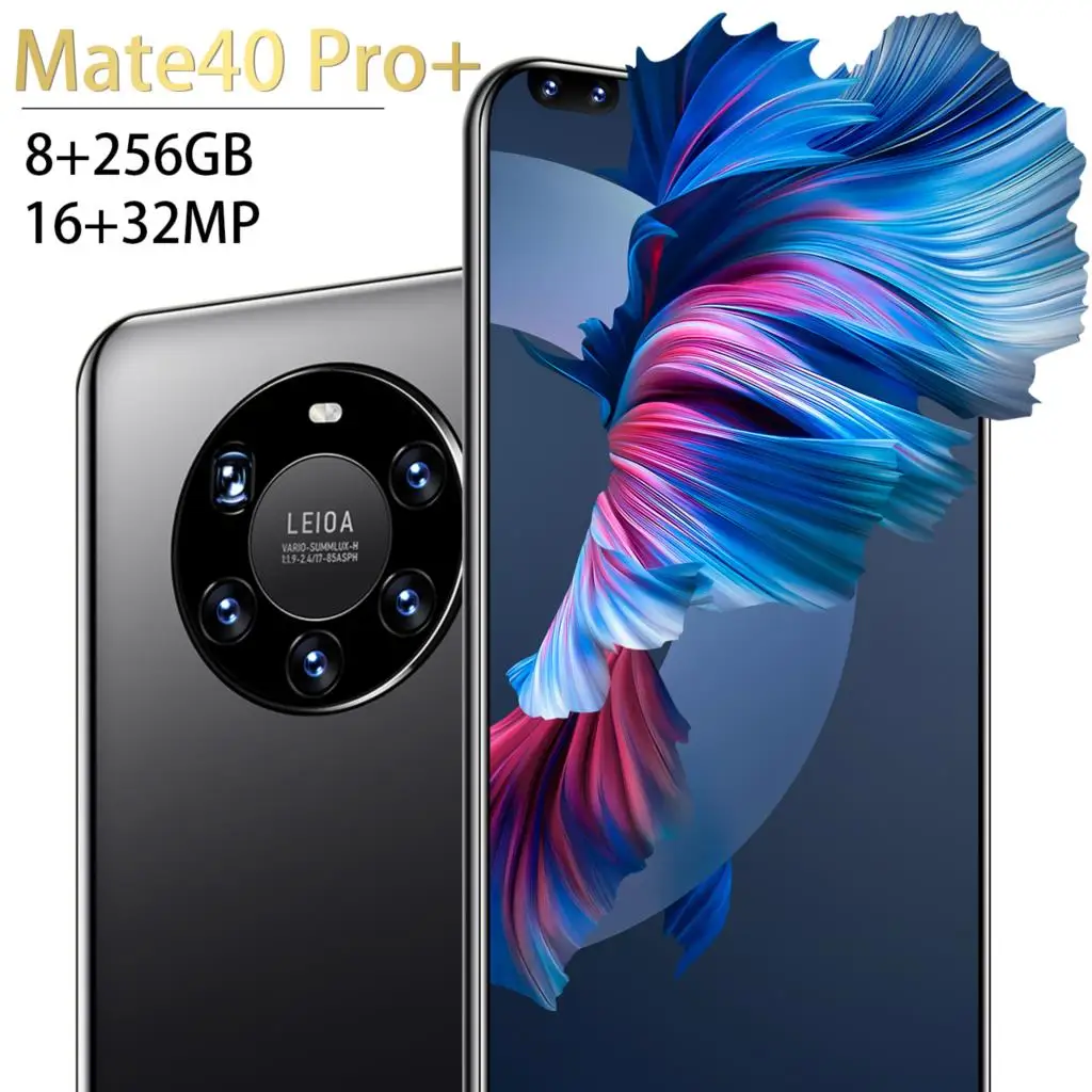 

Smartphone Android 10 Global Version 2021 Mate40 Pro+ 7.3 Inch 256/512GB Deca Core 6800mAh Cellphones 16+32MP Face Unlock
