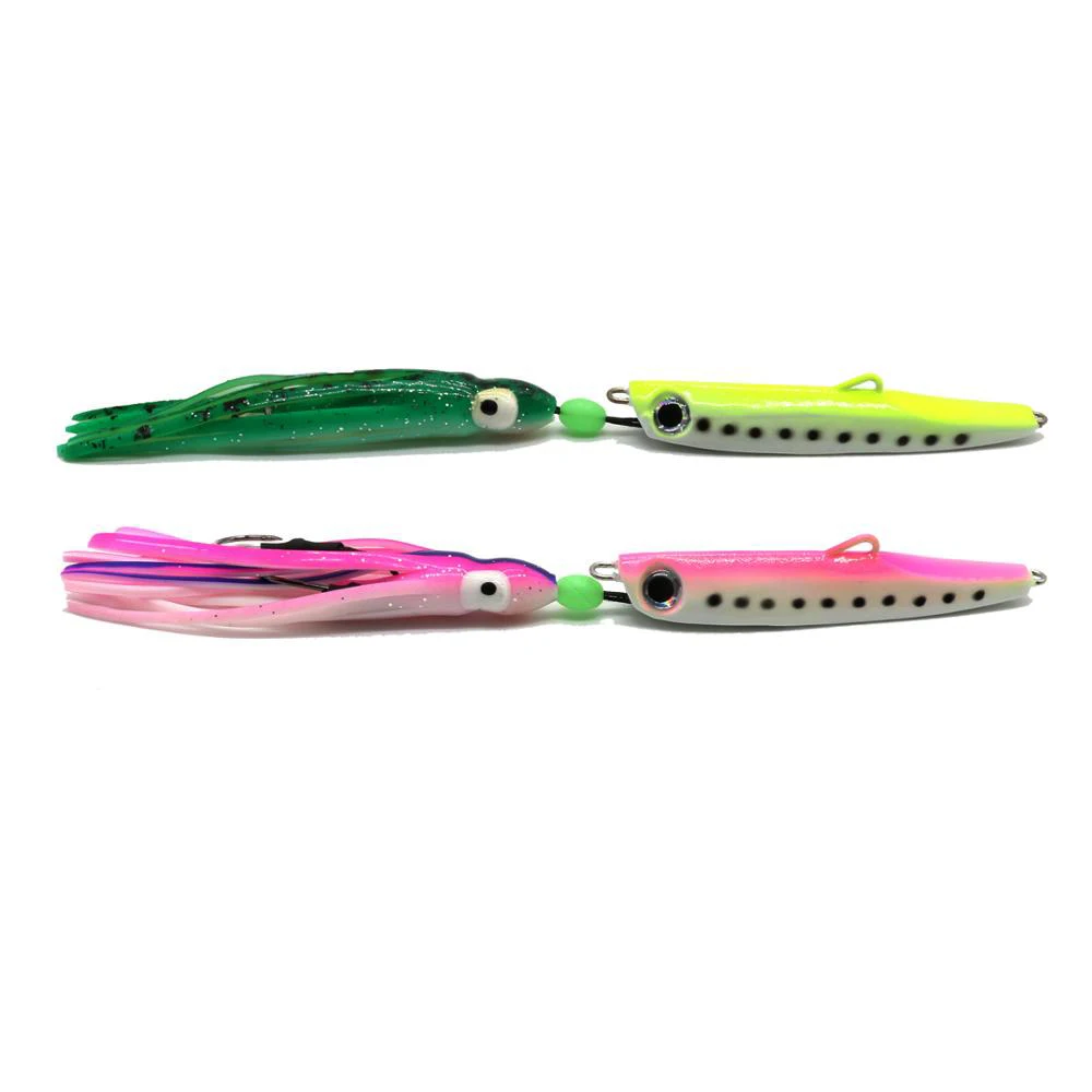 green and pink color JonStar 80 г 100 г 120 г глубоководная металлическая медленный джиг головка с резиновыми юбками светящаяся соленая вода marlin inchiku - Цвет: green and pink color