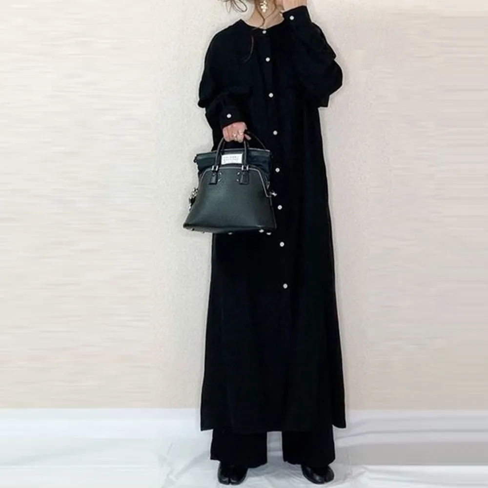 

Женское осеннее популярное однотонное свободное платье, женские платья в японском стиле, Крутое женское свободное платье-рубашка, Универса...