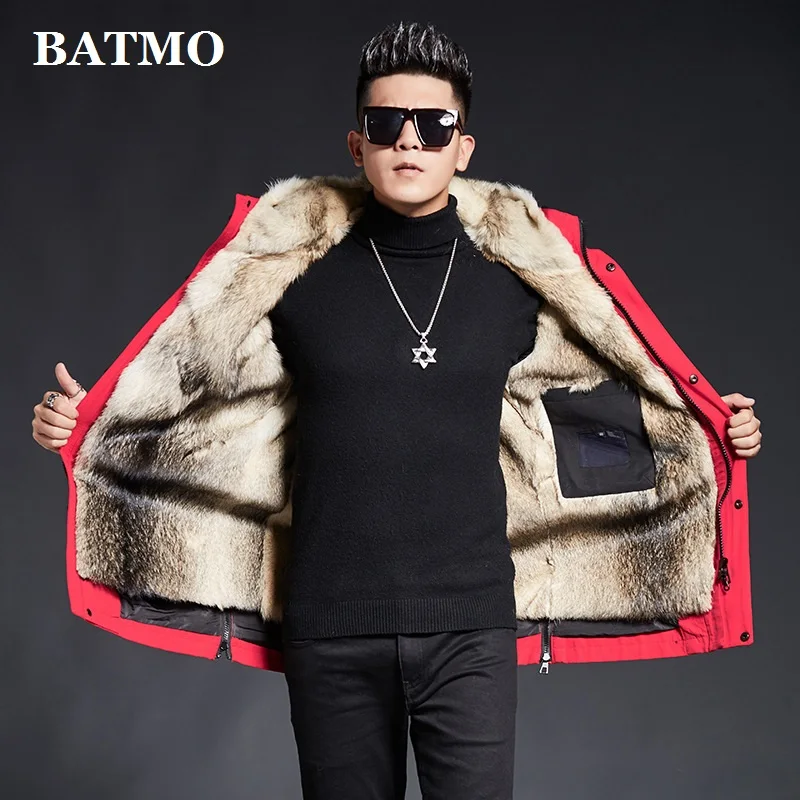 Парка BATMO Мужская зимняя с подкладкой из 2019 натурального меха волка 100%|Мужские