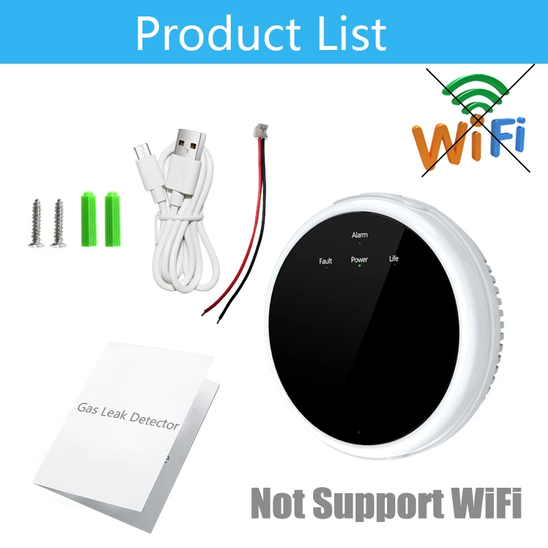 Детектор Утечки Природного горючего газа с Wi-Fi и датчиком утечки 433 МГц |