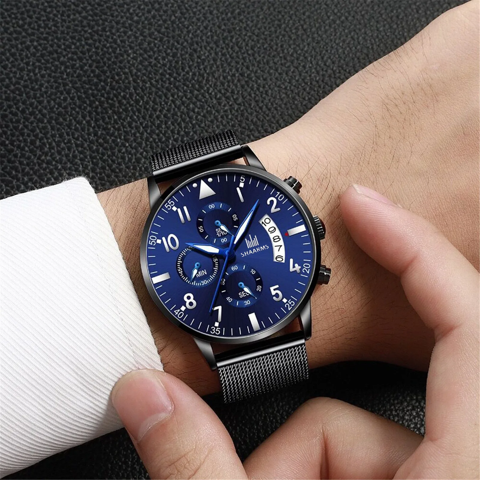 

Sleek Minimalist Fashion With Mesh Band Dial Men's Quartz Watch Gift Watch Cool dial Business Casual relojes hombre F5