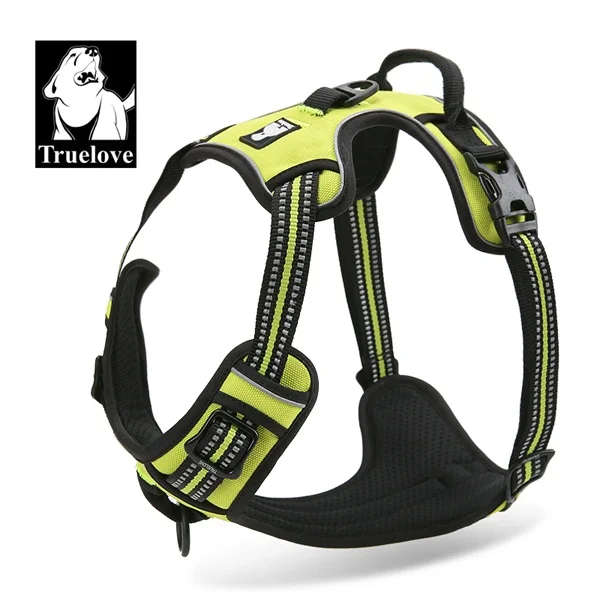 neon yellow Truelove светоотражающий нейлоновый собачий поводок переднего диапазона большой жгут для домашних животных всесезонный Мягкий регулируемый безопасный автомобильный поводок для собак - Цвет: neon yellow