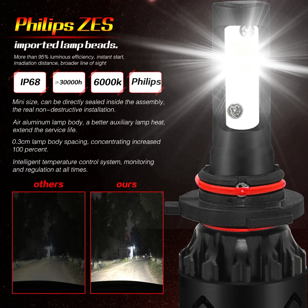 Автомобильные светодиодсветодиодный лампы для передсветильник фар AROUSE 9005 9006 H4 H7