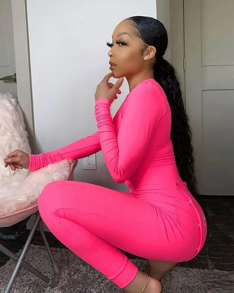 

Sexy Long Sleeve Jumpsuits for Women 2021 Sport Fitness Embroidery Rompers Streetwear Bodycon One Piece Jumpsuit