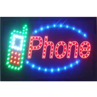 chenxi new design phone shop open neon sign10x19 inch graphics animated motion running of led