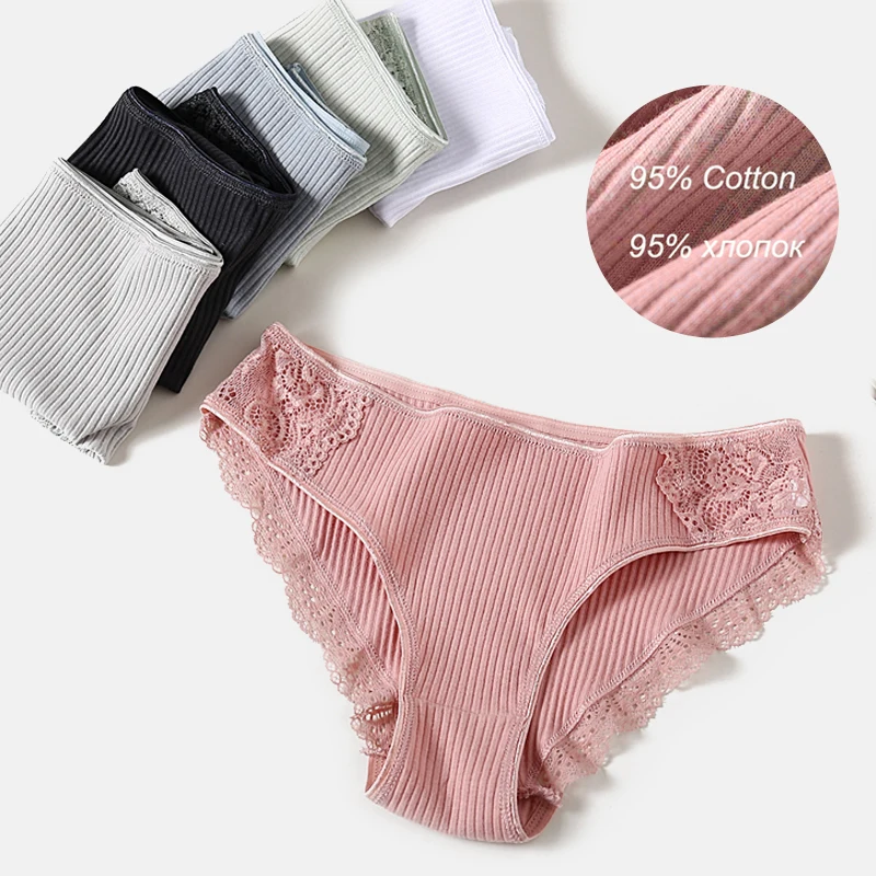 New Lace Cotton Panties Women Sexy Briefs Comfortable Panty Ladies Lingerie Low Rise Soft Underwear M-XXL Girls Underpants | Женская