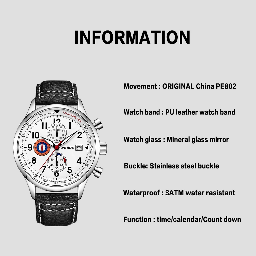 WEIDE мужские классические спортивные модели аналоговые военные армейские часы с кожаным коричневым ремешком с маленьким циферблатом кварцевые наручные часы Relogio Masculino