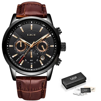 LIGE 2021 New Watch Men Fashion Sport Quartz Clock Mens Watches Brand Luxury Leather Business Waterproof Watch Relogio Masculino Other Image