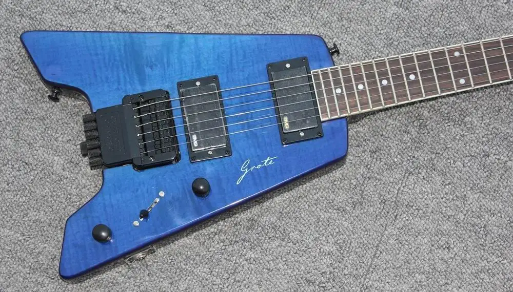 Оптовая продажа гитары Новый 6 струны Безголовый электрогитары с тремоло в синем