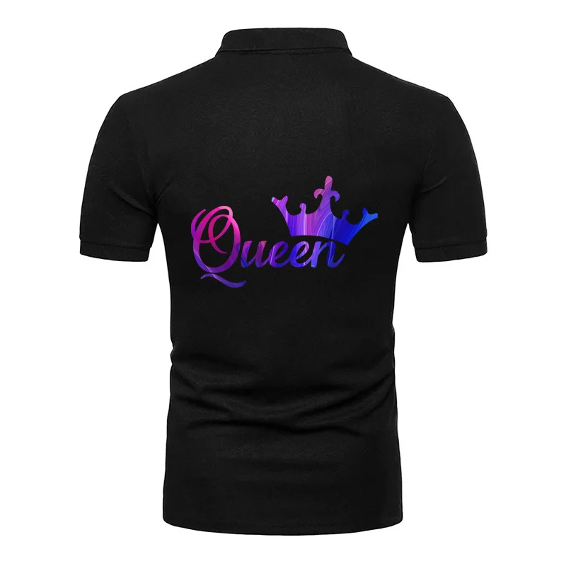 Рубашка-поло для влюбленных из 2022 хлопка с надписью Her King/His Queen Мужская одежда