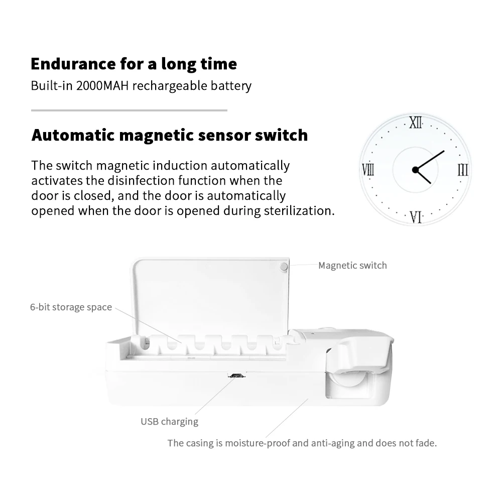 Антибактериальный 2 в 1 УФ-светильник стерилизатор для зубной щетки с