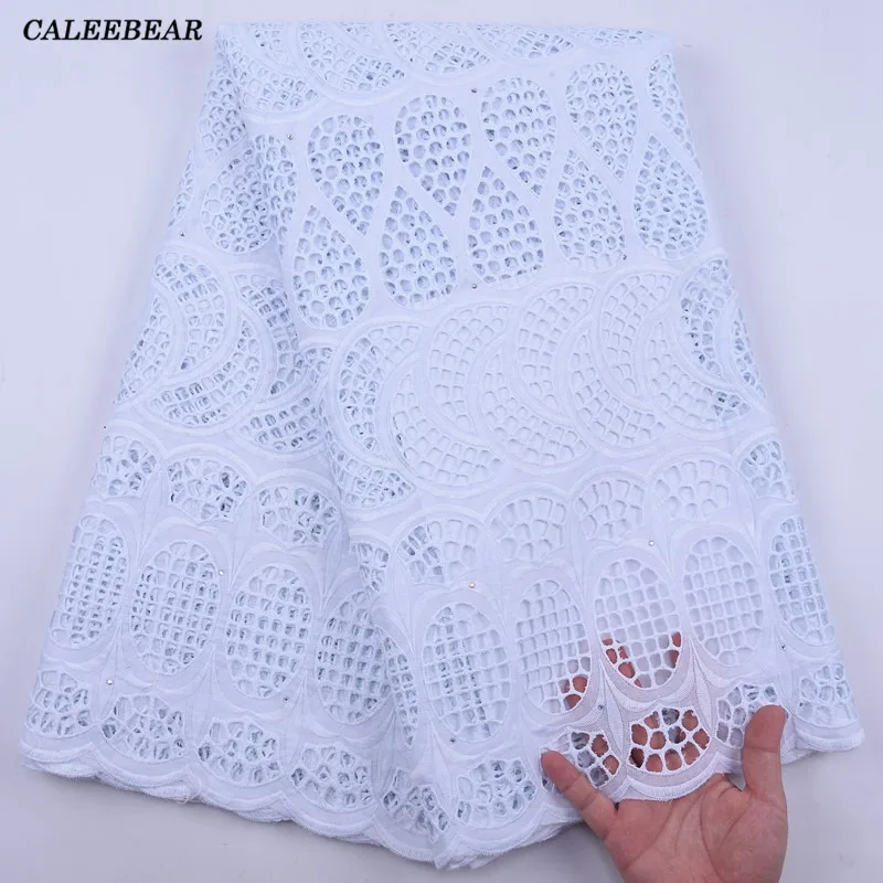 White Punch Lace 2021 High Quality African Dry Lace Fabric Embroidery Swiss Voile Lace In Switzerland For Party Dress Sew S2045