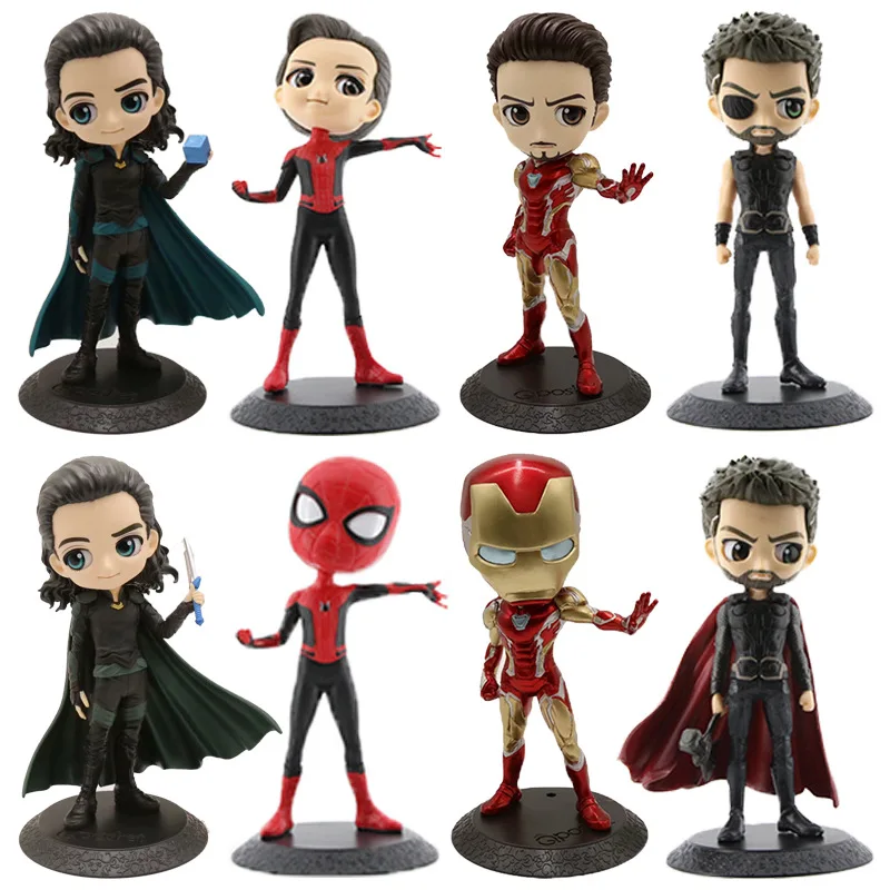 Игрушки Disney Q posket 15 см Marvel Мстители Человек паук Локи Железный человек Тор фигурка