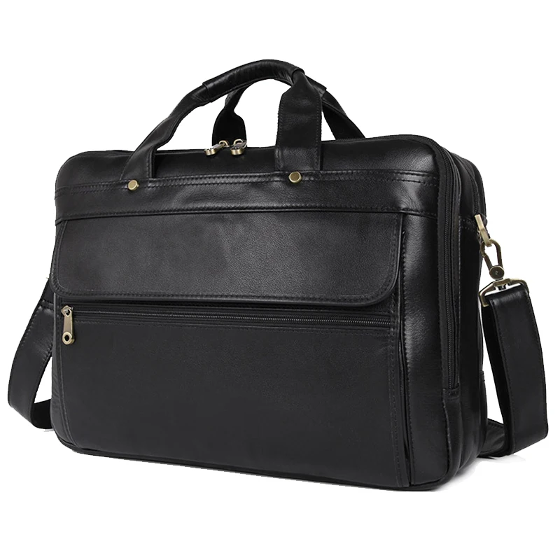 Black (39cm) Толстая мужская кожаная сумка Crazy Horse, винтажная, 15 дюймов, деловой портфель для ноутбука, настоящая коровья кожа, Мужская Рабочая Сумка-тоут, сумка через плечо - Цвет: Black (39cm)