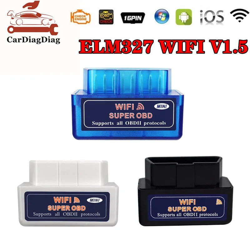 Автомобильный сканер интерфейса OBD 2 ELM327 WIFI V1.5 Поддержка iOS Android Windows Super Mini ELM 327 OBD2 |