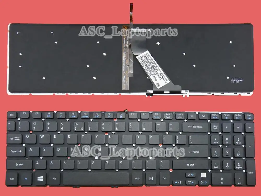 

New US Keyboard For Acer Aspire M5-581G M5-581T M5-582PT M5-583 M3-580 M3-580G Laptop, with Backlit Board, without Frame, Black