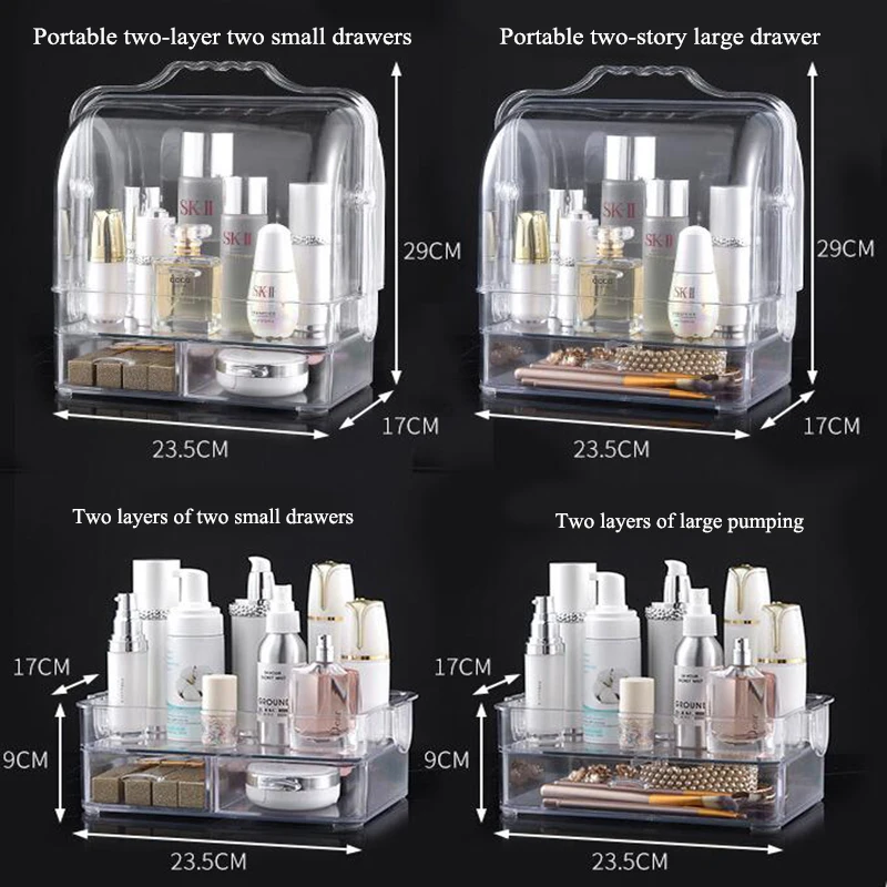 Новая горячая Коробка для хранения косметики прозрачный портативный ящик