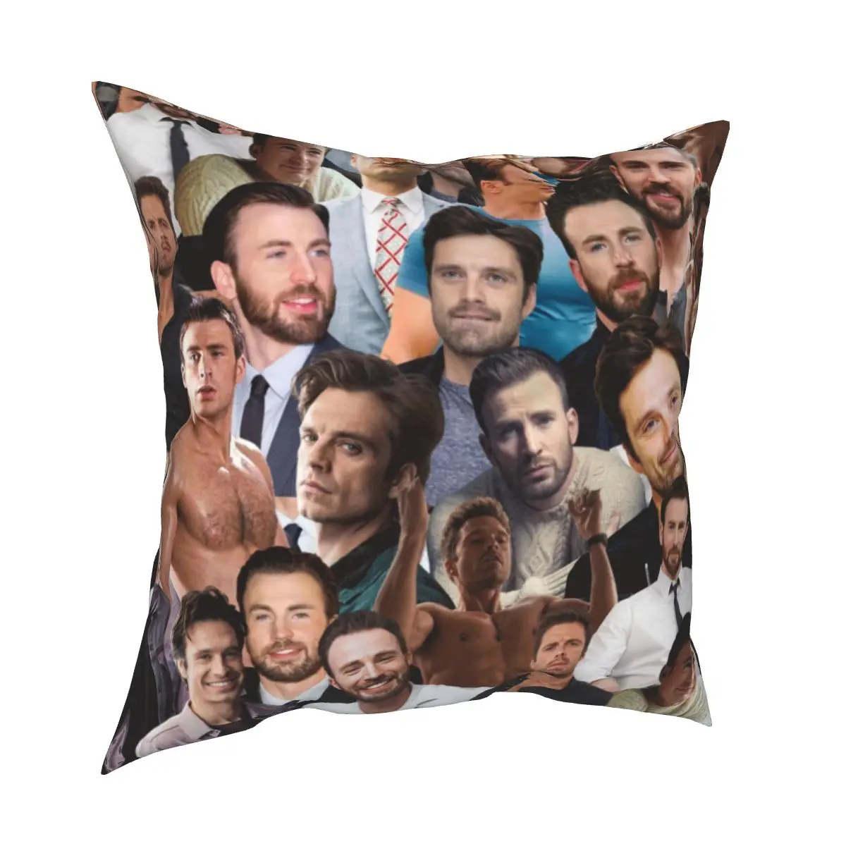 

Sebastian Stan And Chris Evans Photo Collage Pillowcase Printing Polyester Cushion Cover Decor Throw Pillow Case Seater 18''