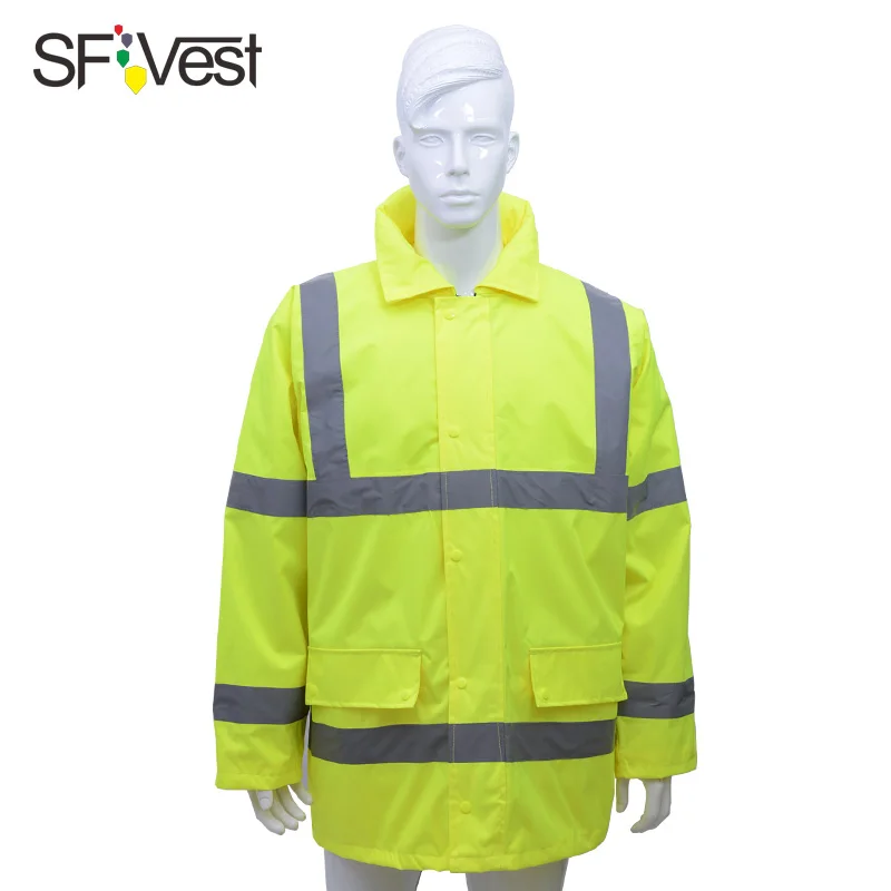 SFVest высокая видимость светоотражающий плащ хлопковая куртка пальто светящийся защитный плащ