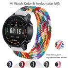 Ремешок соло 20 мм 22 мм для часов Xiaomi Mi, цветной нейлоновый плетеный браслет, Наручные Ремни для xiaomi haylou Ls02