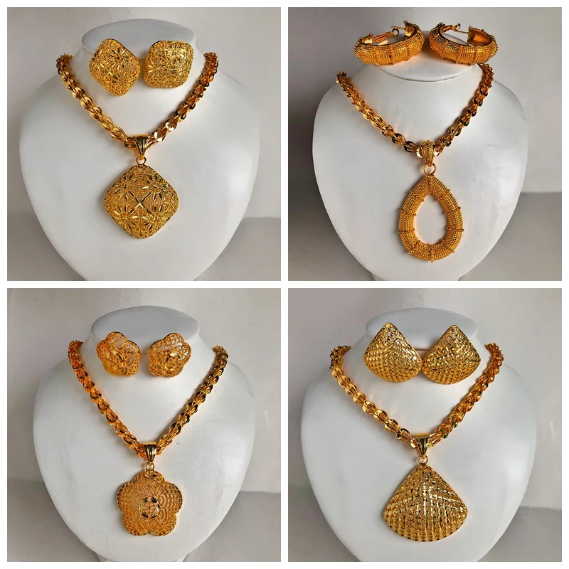 WANDO Эфиопский золотые Цвет свадебный набор украшений для женщин и девочек с