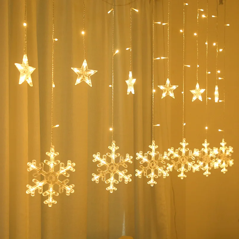 

Snowflake Festoon String Light Fairy Garland Curtain Light Christmas Light New Year Christmas Decor for Home Holiday Decorative