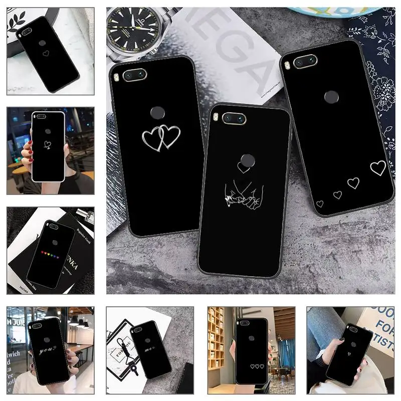 

Black Simple Lines Love Heart Phone Case For Xiaomi Mi Redmi Note 8T 9T 9S 9A 10 7 8 9 Lite pro