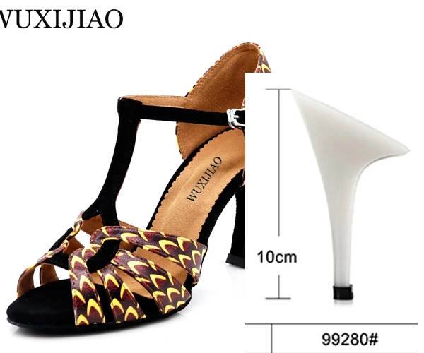 heel 10cm WUXIJIAO/Новинка; женские танцевальные туфли с принтом; латинский танец сальсы; Обувь для бальных танцев; женская обувь; 9 см - Цвет: heel 10cm