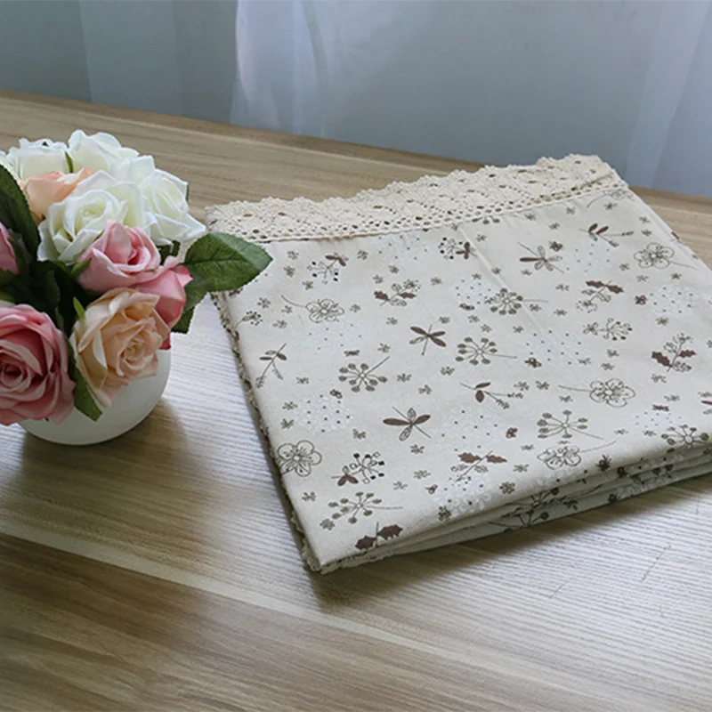 

Pastoral Linen Table Cloth Dandelion Printed Nappe Rectangulaire Tablecloth Lace Edge Table Cover for Home Wedding Tables Pa.an