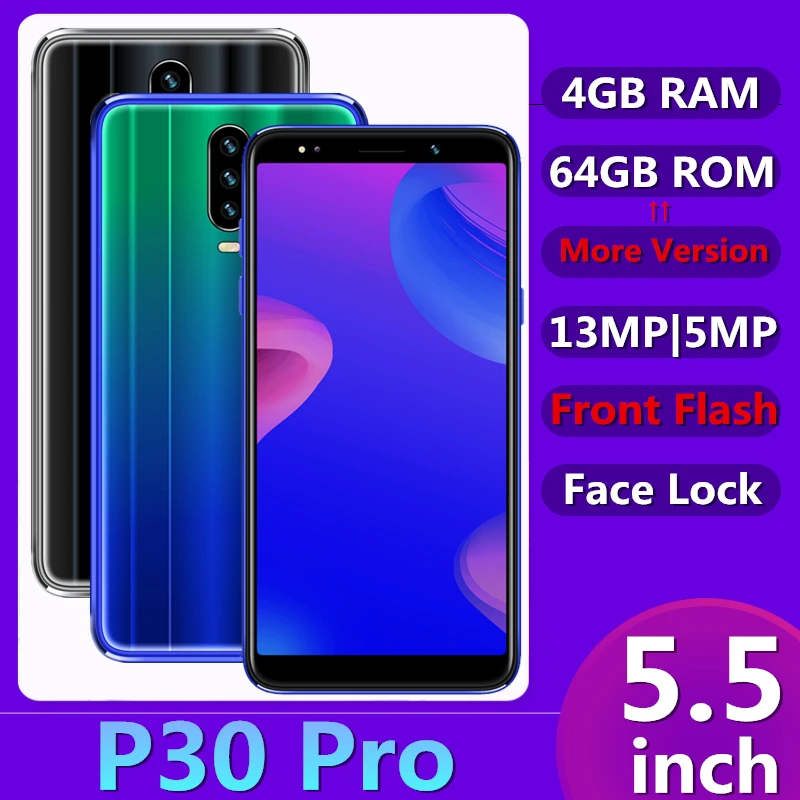 Оригинальные смартфоны P30 PRO 4G ram 64G rom Celulares 13MP Android распознавание лица
