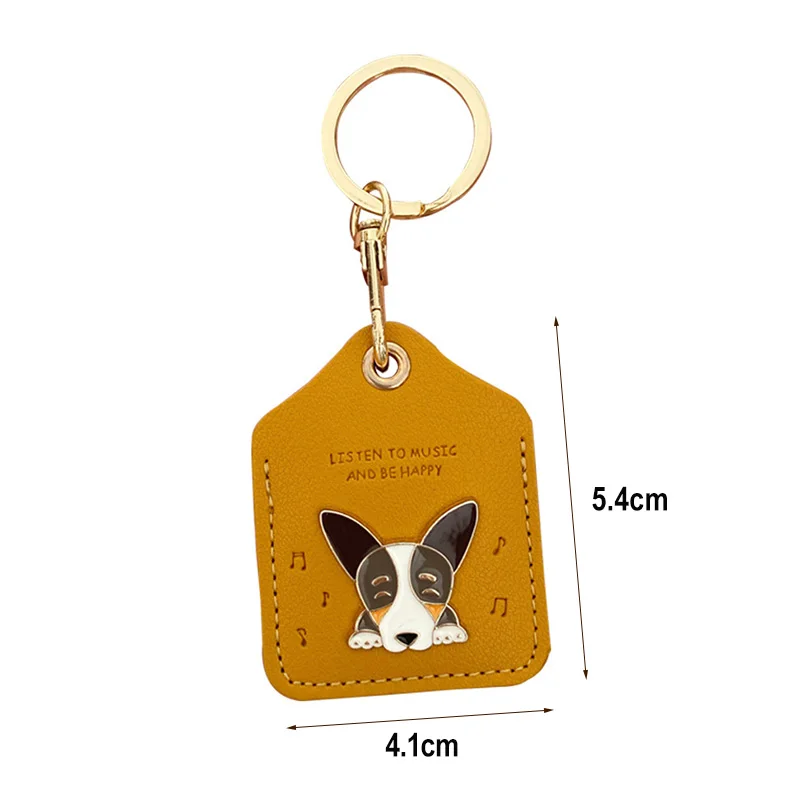 Creative Leather Alloy Corgi Access Control Card Holder Keychain Cute Dog Car Keyring men women Bag pendant key chains | Украшения и