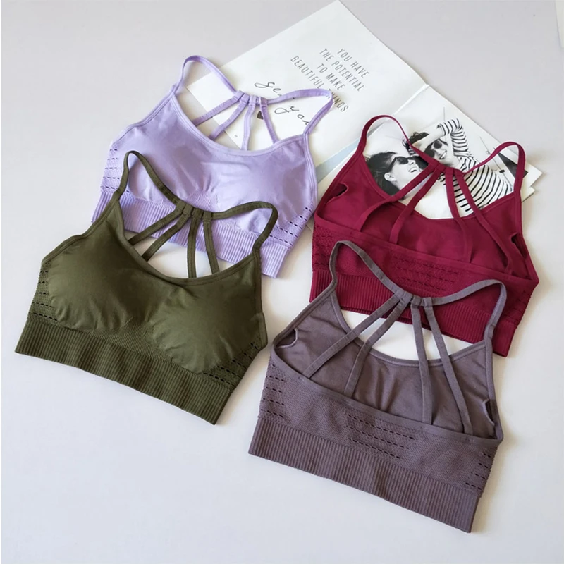 

Женский спортивный бюстгальтер с перекрестными лямками, бесшовный укороченный топ для йоги, тренажерного зала, женский топ для фитнеса, сек...