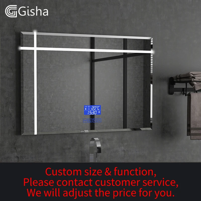 2G8205 Custom Made Gisha, заказной размер, с подсветкой, умное зеркало, светодиодный, bluetooth, зеркало для ванной, с подсветкой, зеркало для дефоггера, для ванной комнаты, зеркало для макияжа, 2G8205 - Цвет: 2G8205 Custom Made