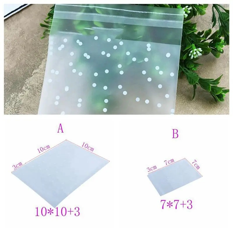 

100pcs Frosted Cute Dots Plastic Pack Candy Cookie Soap Packaging Bags Cupcake Wrapper Self Adhesive Sample Gift Bag