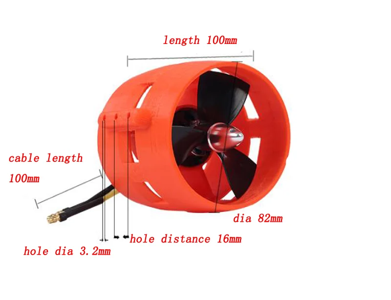 24В подводный двигатель 3-фазный бесщеточный большая тяга 82 мм DC 600 Вт 900кв для DIY RC