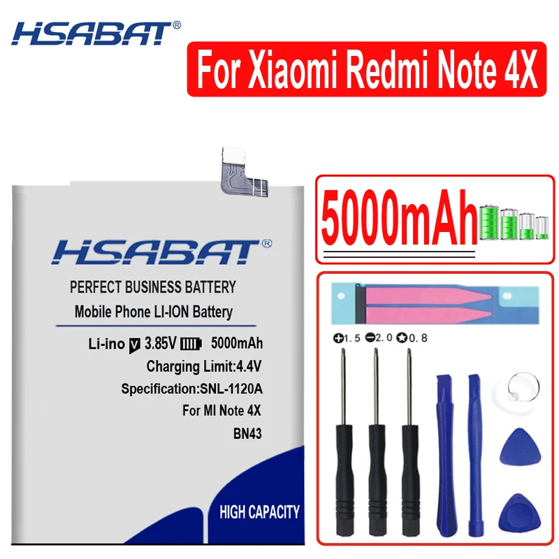 HSABAT BN43 BN41 BM45 BM46 BN45 Батарея для Xiaomi Redmi Note 5/Note 4 4X3 2 Note2 Note3 Note4 Note4X Helio X20/Redmi Note 4X Pro