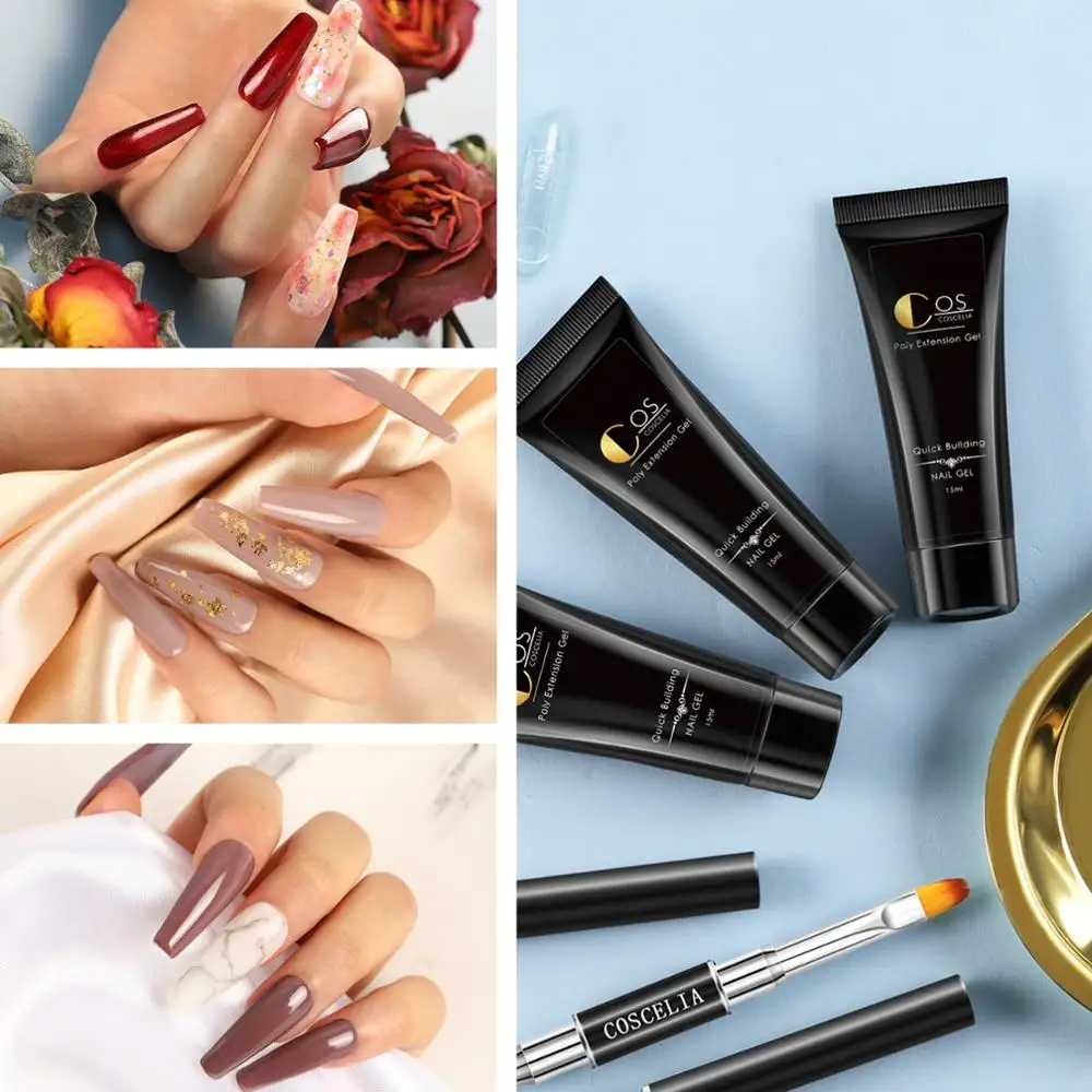 Coscelia поли набор гелей для ногтей с УФ светодиодный светильник Жесткий желе гель