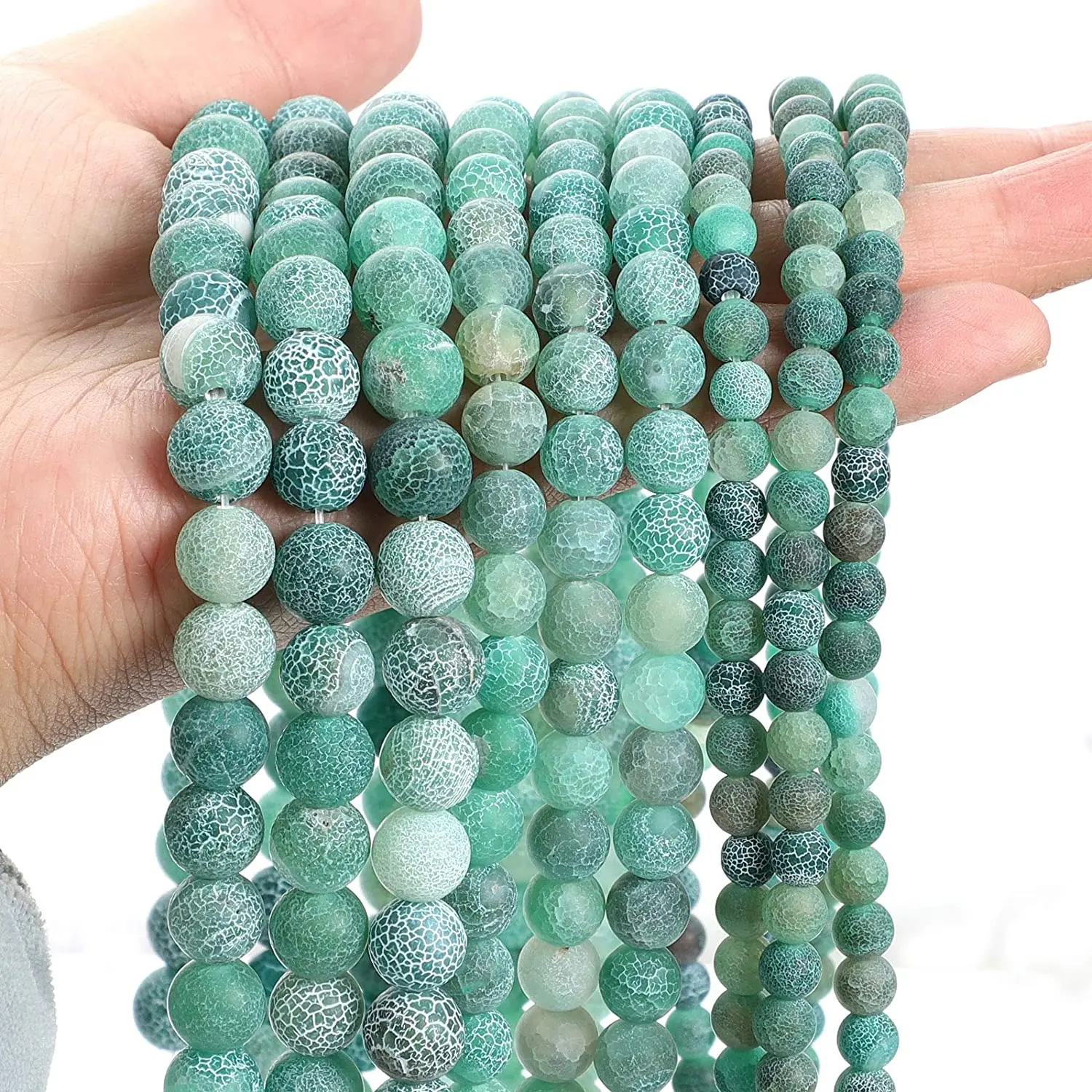 

LW005 6/8/10mm Frosted green weathered agate Natural Stone Beads Round Loose Beads for Jewelry Making,Energy Stone Healing