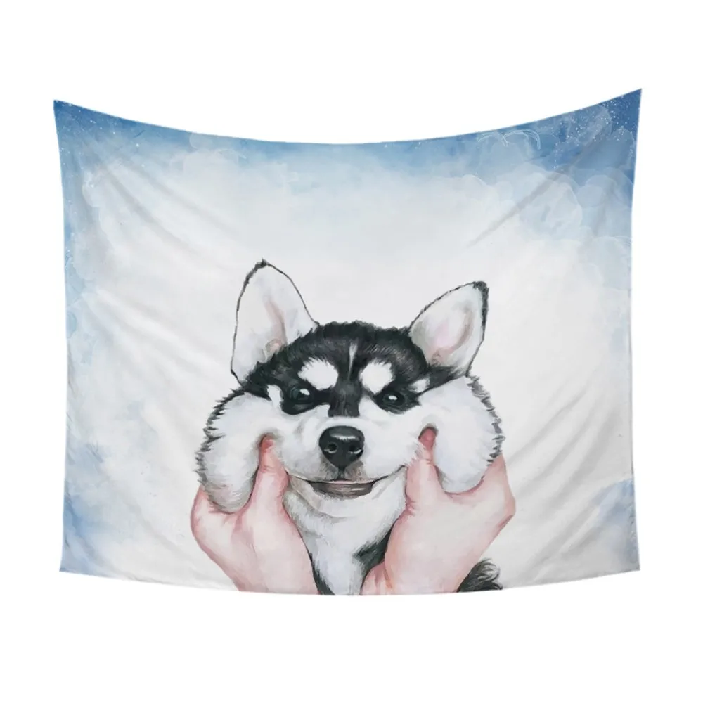 Милый мультфильм собака щенок Хаски настенный гобелен для детей взрослых