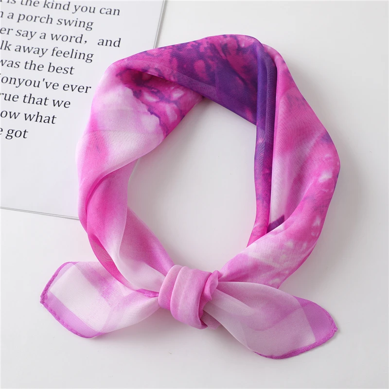 

2020 New Chiffon Square Scarf Lady Hair Neck Foulard Shawl Print Head Wraps Women Bandana Fashion Female Silk Bag Scarves Summer