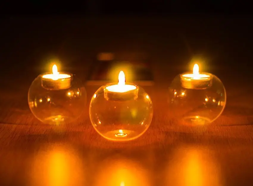 Романтический прозрачный круглый стеклянный подсвечник Свадебный Декор для